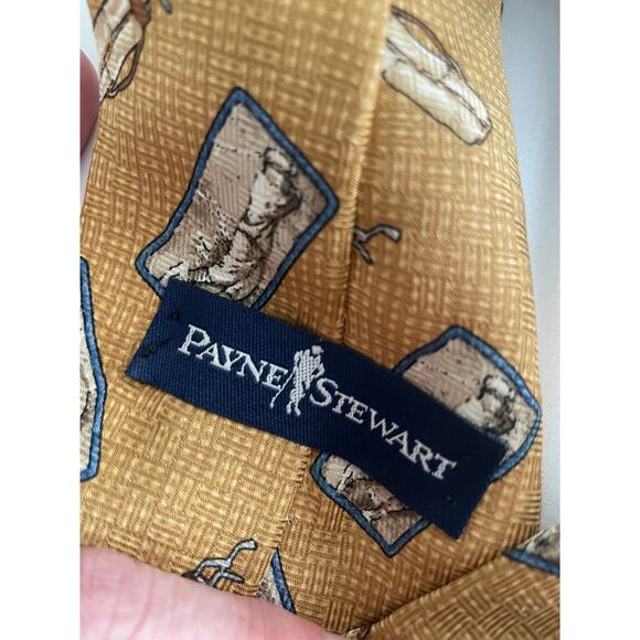 Payne Stewart 100% silk handmade tie Golf Theme 56.5" by 3.75" - Picture 7 of 7